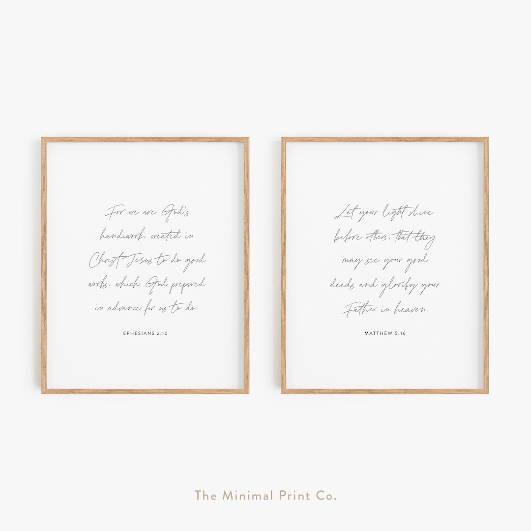 Set of 2 Bible Verse Wall Art Minimalist Christian Wall Art - Etsy