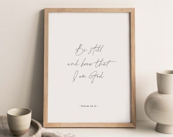 Psalm 46:10, Christian Wall Art, Scripture Printable, Bible Verse Wall Art, Scripture Wall Art, Psalms Bible Verse Print, Be Still and Know