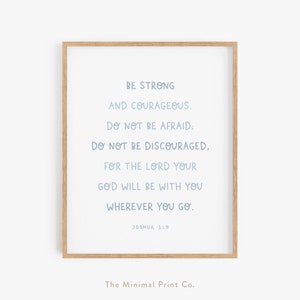Joshua 1:9, Nursery Bible Verse, Boy Nursery Wall Art, Christian Nursery, Blue Nursery Wall Art, Nursery Scripture, Be Strong and Courageous