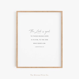 Lamentations 03:25, Christian Home Decor, bureau Bible verset, écriture Wall Art, Bible verset Wall Art, Art mural chrétien moderne