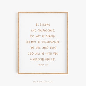 Joshua 1:9, Nursery Bible Verse, Kids Scripture Wall Art, Christian Baby Shower Gift, Boho Christian Nursery Decor, Be Strong and Courageous
