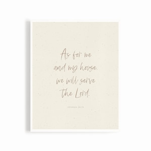 Joshua 24:15, As For Me and My House, Christian Wall Art, Bible Verse Print, Scripture Wall Art, Modern Scripture, Boho Christian Home Decor
