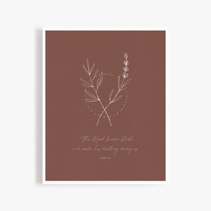 Christmas Botanical Wall Art Printable, Christian Christmas Prints, Christmas Minimalist Scripture Decor, The Word Became Flesh, John 1:14