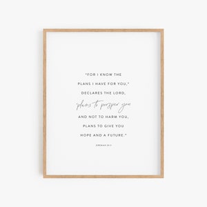 Jeremiah 29:11, Scripture Wall Art, Christian Gift, Bible Verse Print, Christian Wall Art, For I Know the Plans I Have