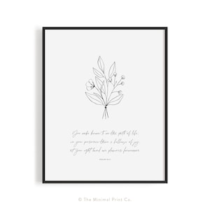 Psalm 16:11, In Your Presence There is Fullness of Joy, Modern Scripture Wall Art, Minimalist Christian Decor, Aesthetic Bible Verse Print
