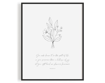 Psalm 16:11, In Your Presence There is Fullness of Joy, Modern Scripture Wall Art, Minimalist Christian Decor, Aesthetic Bible Verse Print