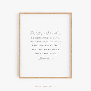 Zephaniah 3:17, Scripture Wall Art, Christian Gift, Bible Verse Print, Christian Wall Decor, Christian Printables, Modern Christian Wall Art