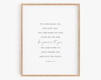 The Blessing, Numbers 6:24-26, The Lord Bless You and Keep You, Scripture Wall Art, Christian Gift, Bible Verse Print, Christian Wall Decor