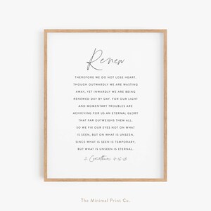2 Corinthians 4:16-18, Scripture Wall Art, Christian Gift, Bible Verse Print, Gift for Pastor, Christian Wall Art, Scripture Printable