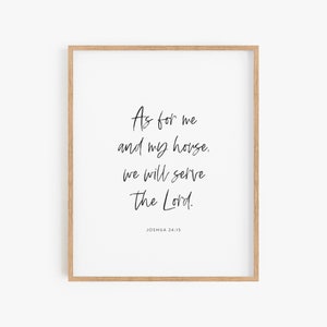 Joshua 24:15, As For Me and My House, Christian Art, Modern Bible Verse Print, Scripture Wall Art, Housewarming Gift, Christian Home Decor