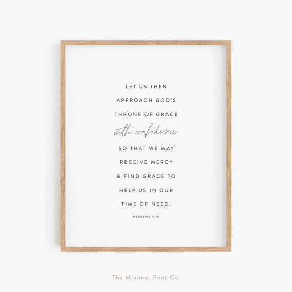 Hebrews 4:16, Scripture Wall Art, Christian Gifts, Bible Verse Prints, Christian Wall Decor, Let Us Then Approach God's Throne of Grace