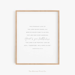 Lamentations 3:22-24, Christliche Wandkunst, Schrift Wandkunst, christliches Geschenk, Bibelverse Druck, moderne christliche Dekoration, Schrift druckbar