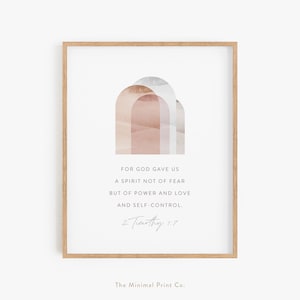 2 Timothy 1:7, Boho Christian Prints, Bible Verse, Minimalist Scripture Wall Art, Boho Christian Wall Art, Modern Christian Decor