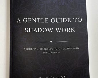 May include: A black journal titled "A Gentle Guide to Shadow Work" with white text. The cover features a decorative mandala pattern and the text "A Journal for Reflection, Healing, and Integration." The author's name, "The Metis Witch," is at the bottom.
