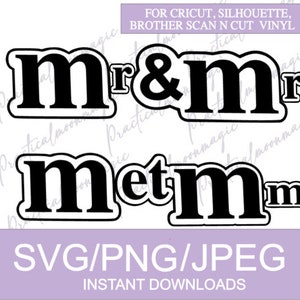 Digitale download - meneer en mevrouw, M & M snoepontwerp voor knutselen - bruiloft, verloving, stickers voor feestartikelen - En Francais M et Mme