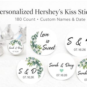 Personalized Kisses Stickers: Eucalyptus Candy Labels- 180 Count