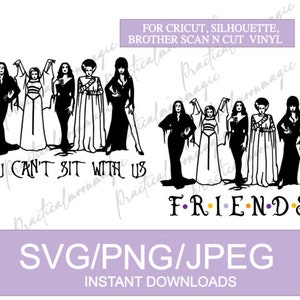 Instant Digital Download- Witches Fun SVG Designs- Halloween Friends Vintage Cut Files For Crafting Tshirts, DIY Projects