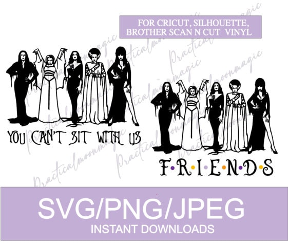 Descarga digital instantánea- Diseños SVG divertidos de Brujas- Amigos de Halloween Archivos de corte vintage para elaborar camisetas, proyectos de bricolaje