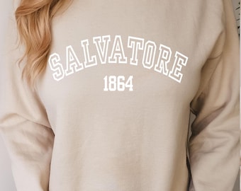 Salvatore 1864 Varsity Sweatshirt: Vampire Diaries Fan Gift