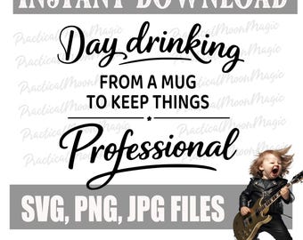 Tomando algo durante el día en una taza... Diseño profesional para creadores: archivos PNG, SVG y JPG.
