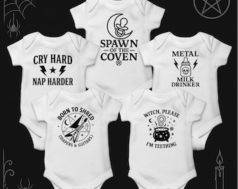 Paquete de 5 diseños de descarga digital instantánea: diseños de monos de bebé con ventiladores de metal gótico, PNG SVG para creadores de Cricut/Siluetas - Baby Shower DIY