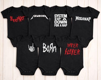 Metal Baby Bodysuit Bundle – 7 Pack |  Alternative Baby Shower Gifts