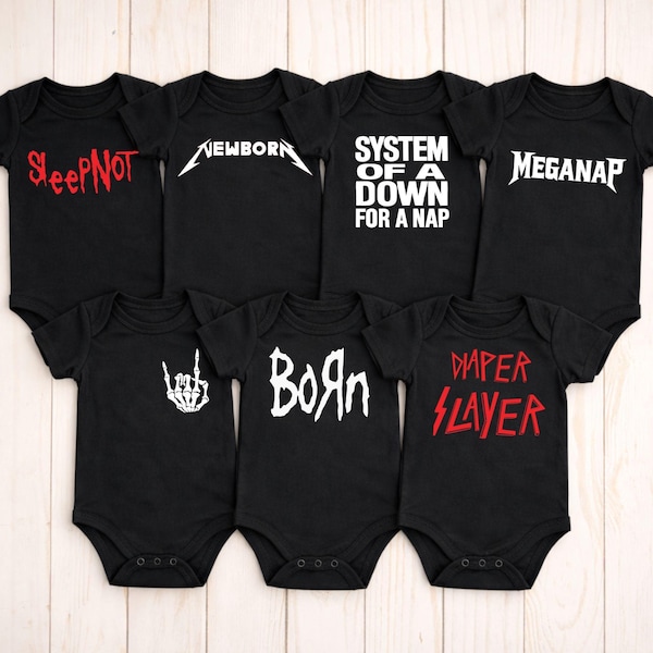Metal Baby Bodysuit Bundle – 7 Pack |  Alternative Baby Shower Gifts