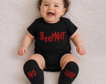 Conjunto de regalo de body y calcetines para bebé con diseño de ventilador metálico: Paquete Sleepnot No Sleep