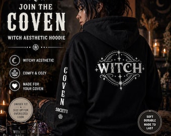 Sudadera con capucha de bruja de la Sociedad del Aquelarre – Estilo urbano con estética de bruja