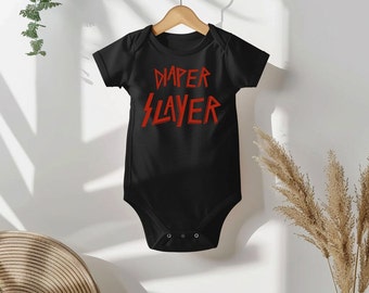 Cadeau pour bébé fans de Slayer - Cache-couche pour bébé noir « Diaper Slayer » - Cadeau rock pour bébé - Fan de rock cadeau de baby shower - Fan en métal cadeau pour bébé