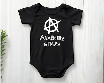 Anarchy Punk Rock Fans Baby Gift- Anarchy & Naps Baby Onesie- Punk Rock Inspired Baby Bodysuit Gift for Rockers, Metal Fans, Anarchist
