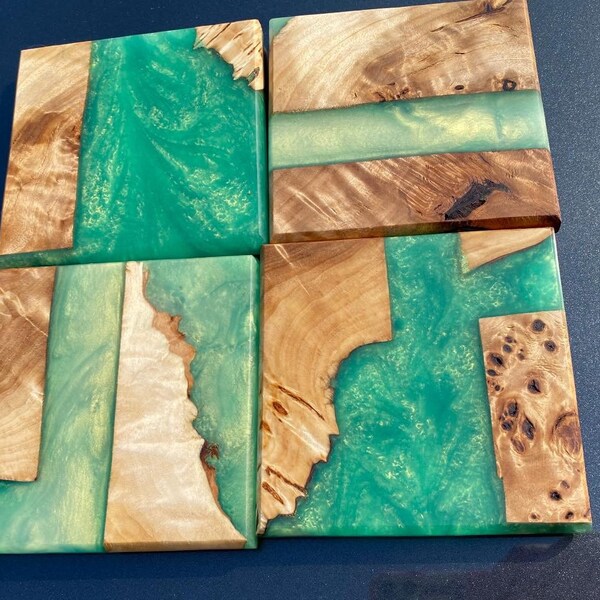 Mappa Burl wood with Epoxy coasters