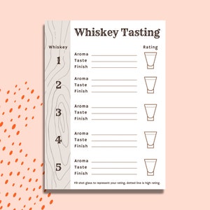 Whiskey Tasting Score Card | Five Whiskeys | Printable Score Card