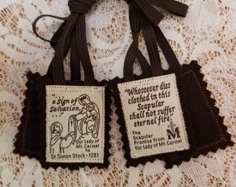 Traditional Catholic Brown scapular 100% wool