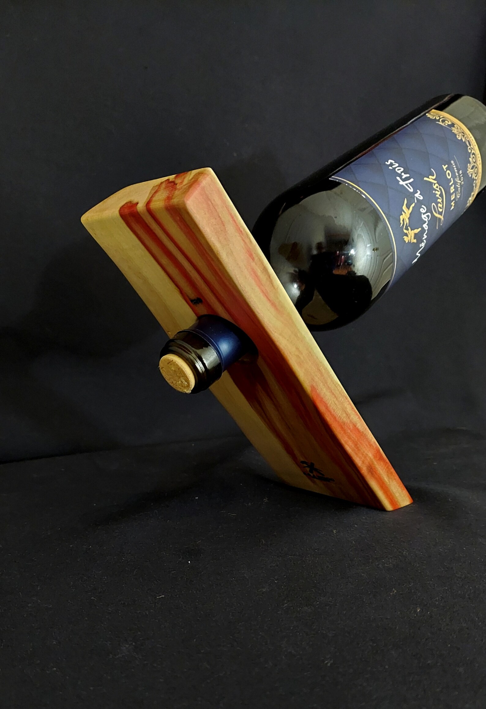 Antigravity wine bottle holder Exotic wood Etsy