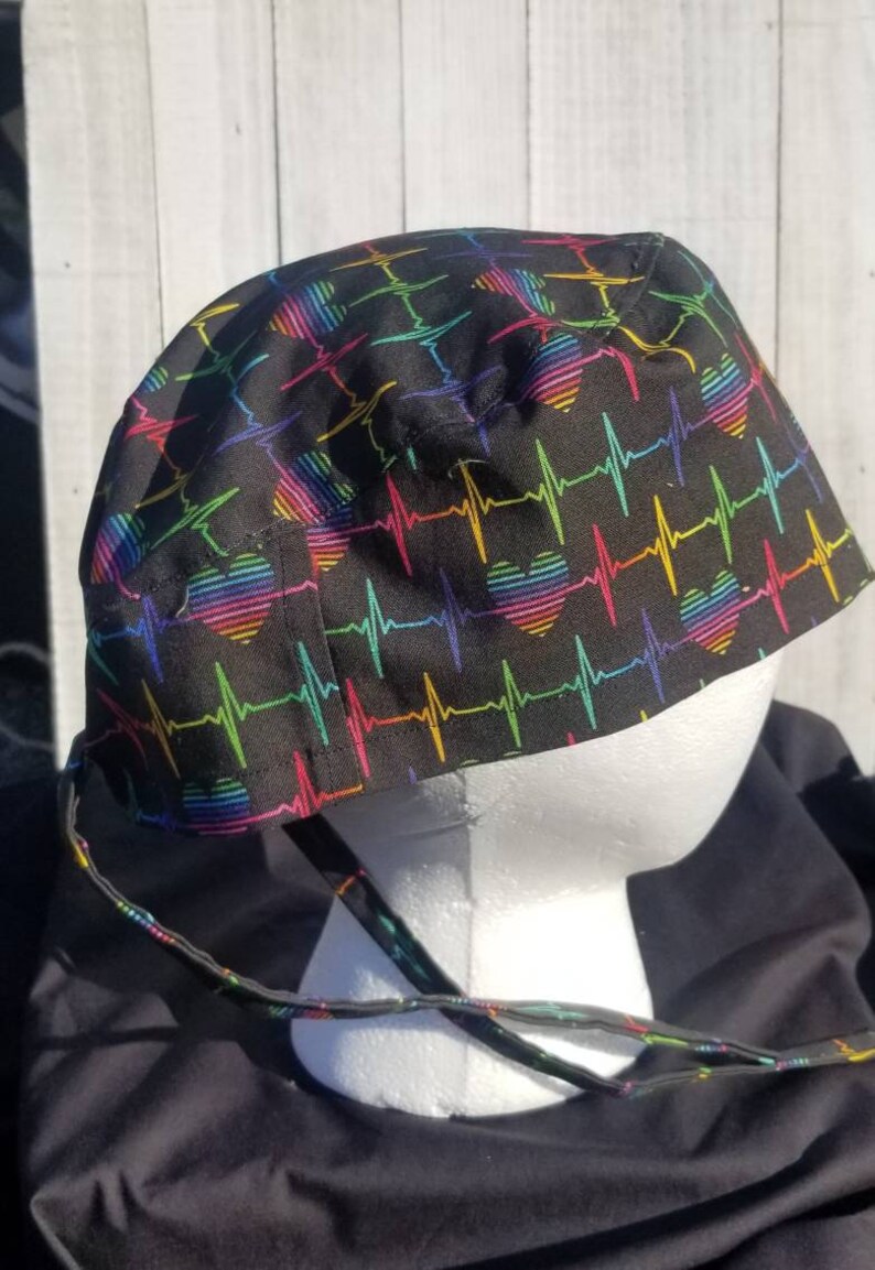 EKG Surgical Scrub Hat With Ties Etsy