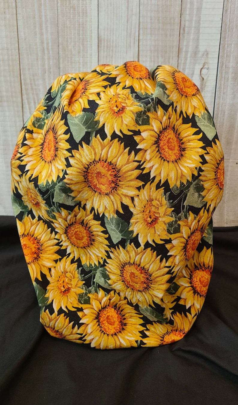 Sunflower Surgical Hat Bonnet with elastic Bouffant Scrub Hat