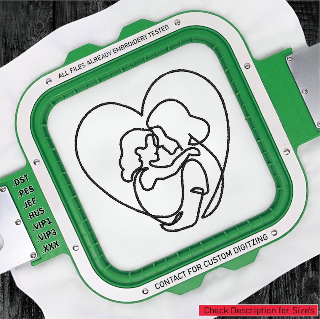 Moms and Daugter Lineart Machine Embroidery Design Motherday Embroidery ...