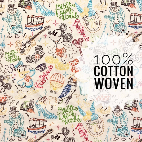 VORRÄTIG | Spaziergang durch den Park Dooney Disney | 100% Baumwolle gewebt