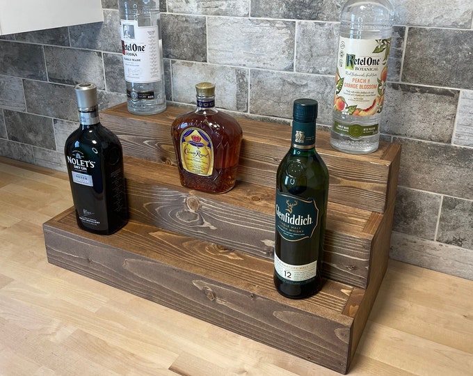 Tiered Display Shelving - Any Size Liquor Bottle Display - Bar Organizer - Alcohol Display - Wine Shelves - Whiskey Display