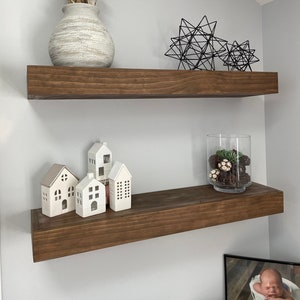 Floating Shelf - Rustic Floating Shelf - Wooden Floating Shelf - Ledge Shelf - Hidden Bracket Floating Shelves - Farmhouse Decor