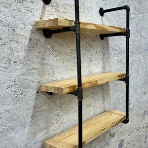 Industrial Pipe Floating Shelves | Farmhouse Wall Mounted Bookcase bild 7