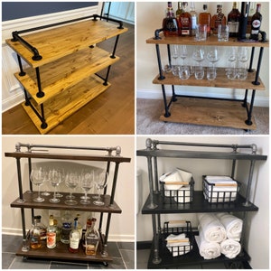 Industrial Bar Cart, Industrial Beverage Cart, Rolling Cart, Coffee Cart, Kitchen Island, Rolling Beverage Cart, Wine Cart, Kitchen Island image 7