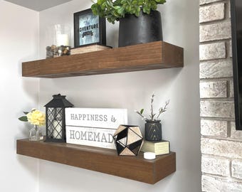 Estante flotante de madera hecho a mano: cornisa rústica de granja, tamaños personalizados
