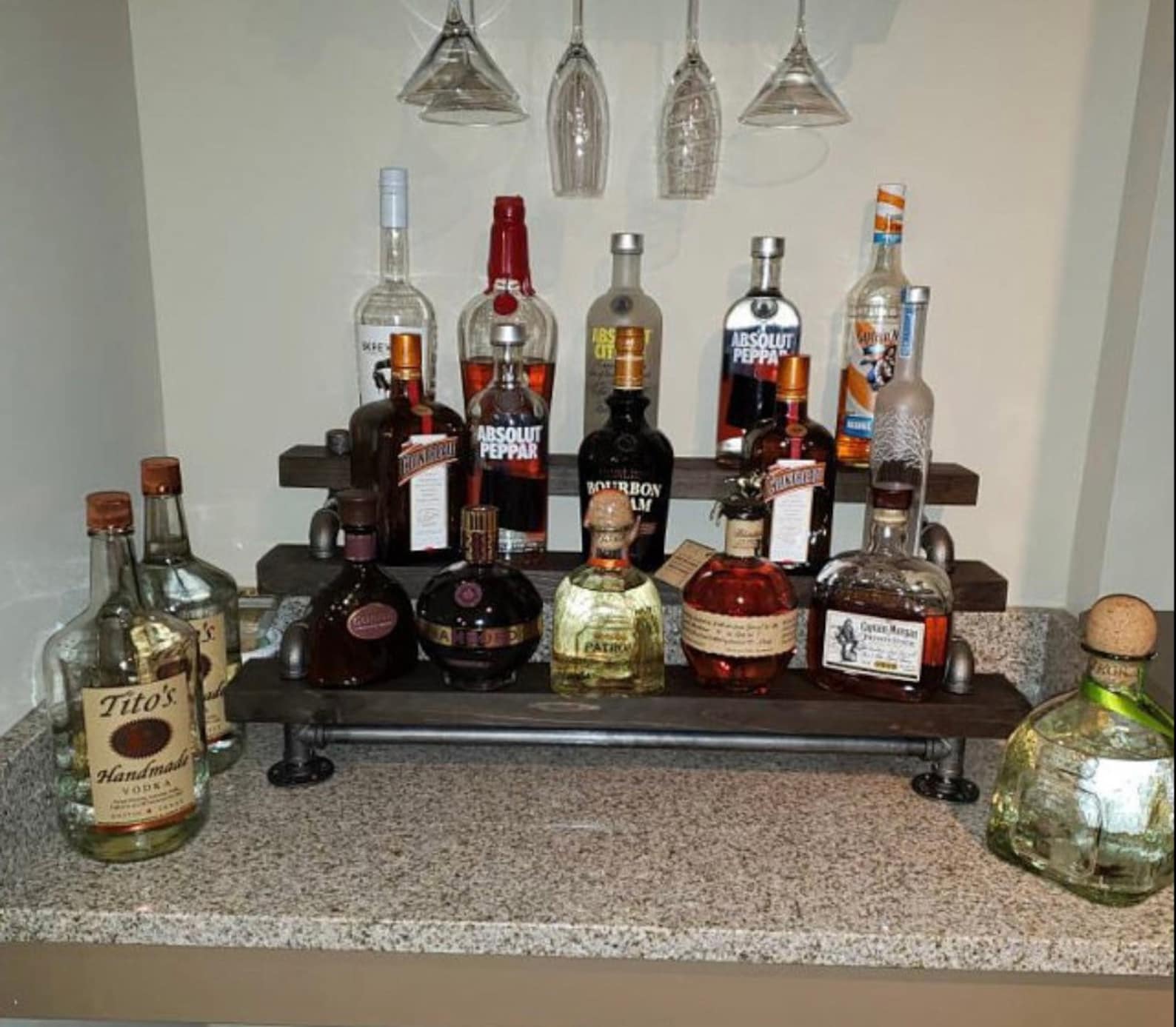 Industrial Tiered Shelving Tiered Bottle Shelf Liquor Etsy