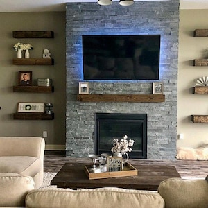 Handmade Fireplace Mantel, Floating Mantel, Custom Pine Fireplace Mantel, TV Shelf, Floating Shelving, Custom Sizes afbeelding 6