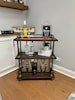 Industrial Bar Cart | Rolling Coffee Cart | Kitchen Storage Cart | Wood Beverage Cart | Rustic Farmhouse Kitchen | Utility Kitchen Cart