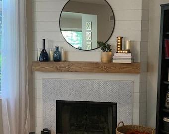 Handmade Pine Fireplace Mantel: Floating Farmhouse Shelf