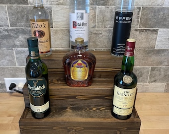 Estantería escalonada para botellas de licor hecha a mano - Organización de bar - Exhibición de bar - Soporte para cupcakes