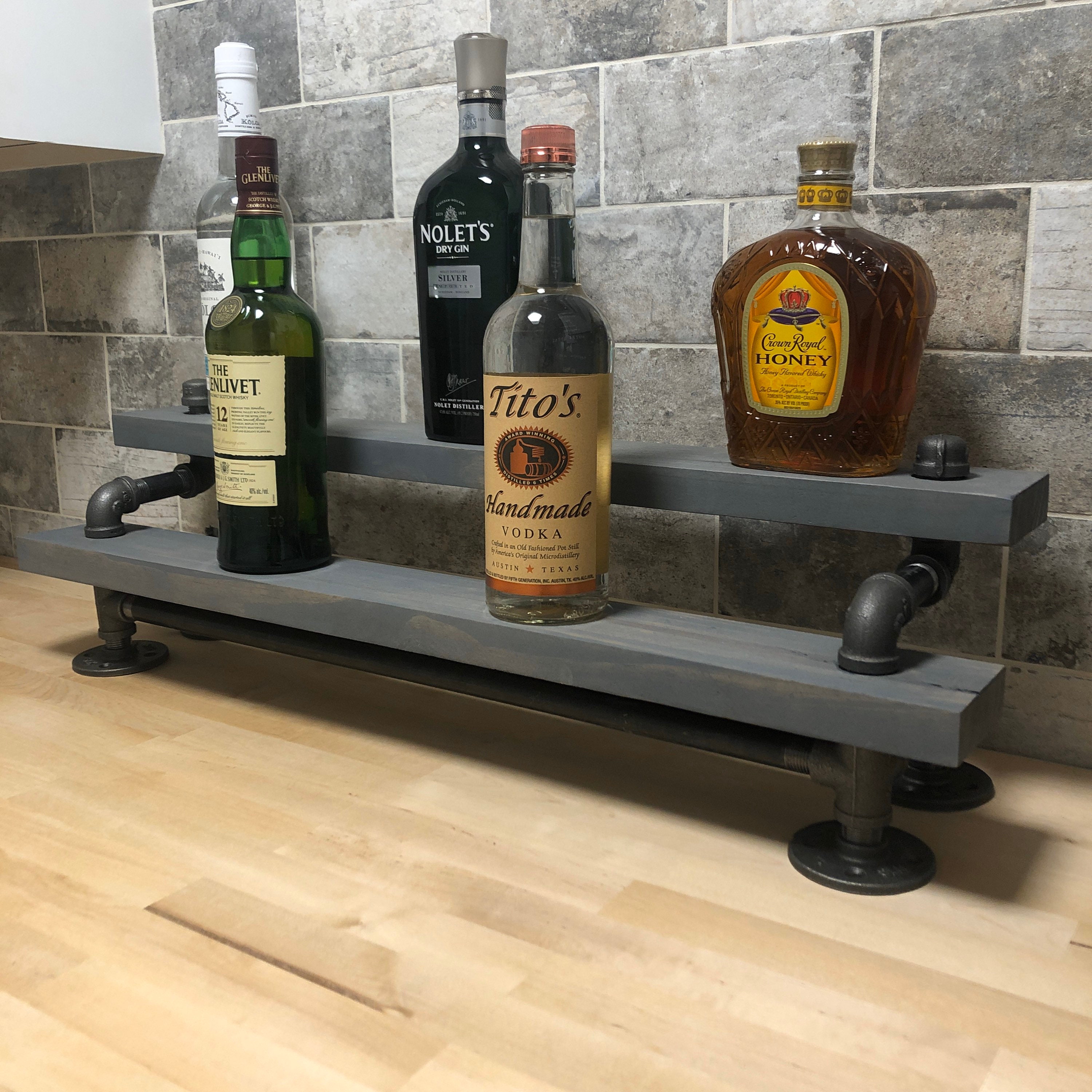 Black Pipe Tiered Liquor Shelving Bar Display Kitchen Etsy